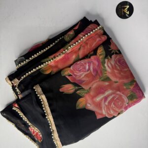 Georgette Motti with Work Saree By Mzestilo